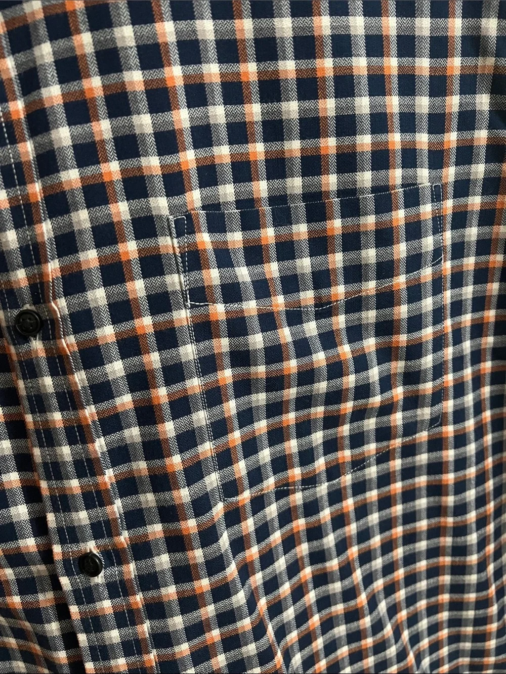Banana Republic Men's Navy & Orange Luxe Flannel Shirt, XXL Slim fit